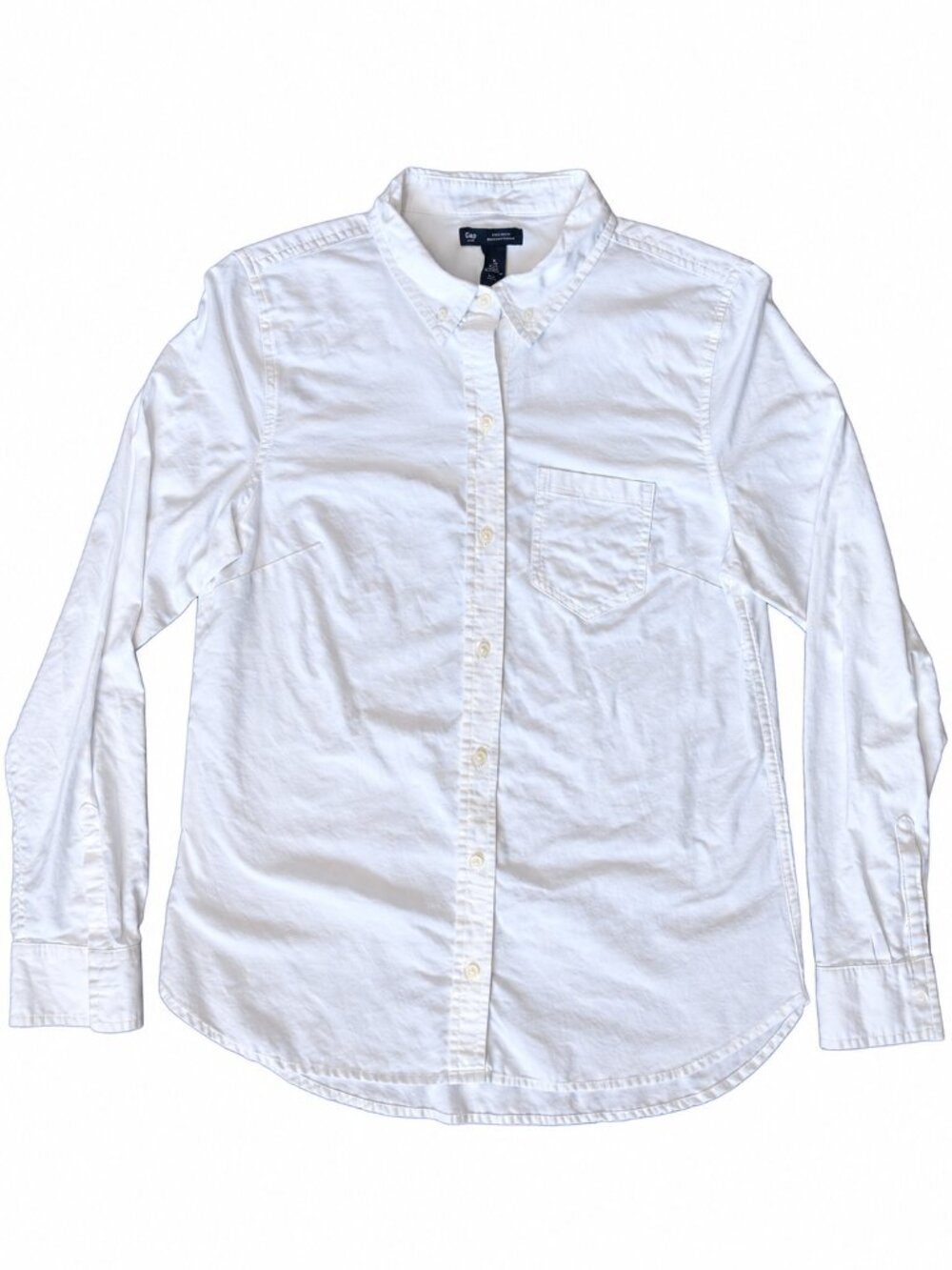 Gap Boyfriend Fit 100% Cotton Flannel Button Up Shirt Optic White | Small
